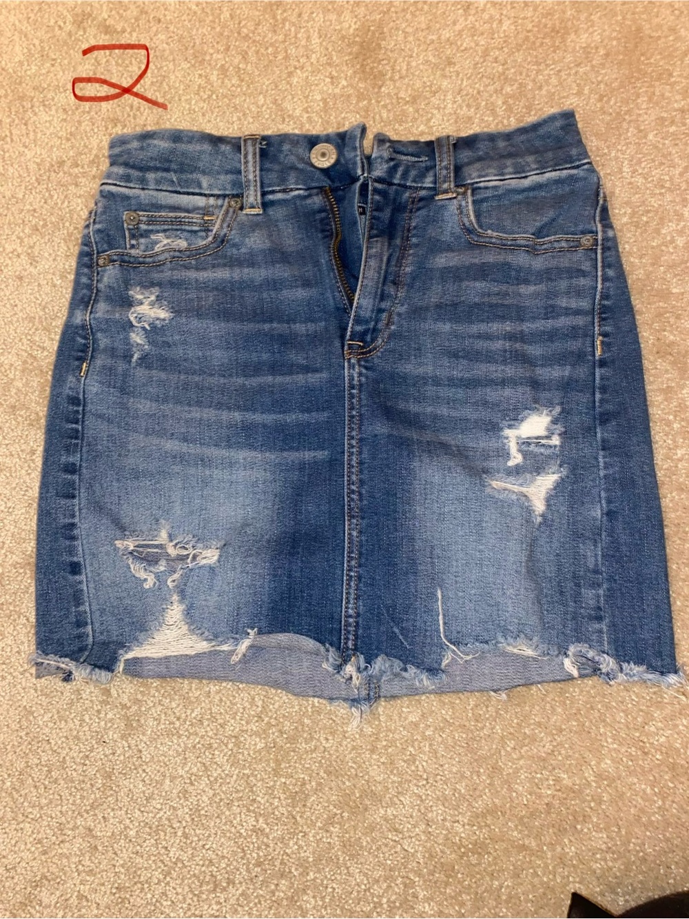American Eagle Outfitters Distressed Denim Mini Skirt - Blue